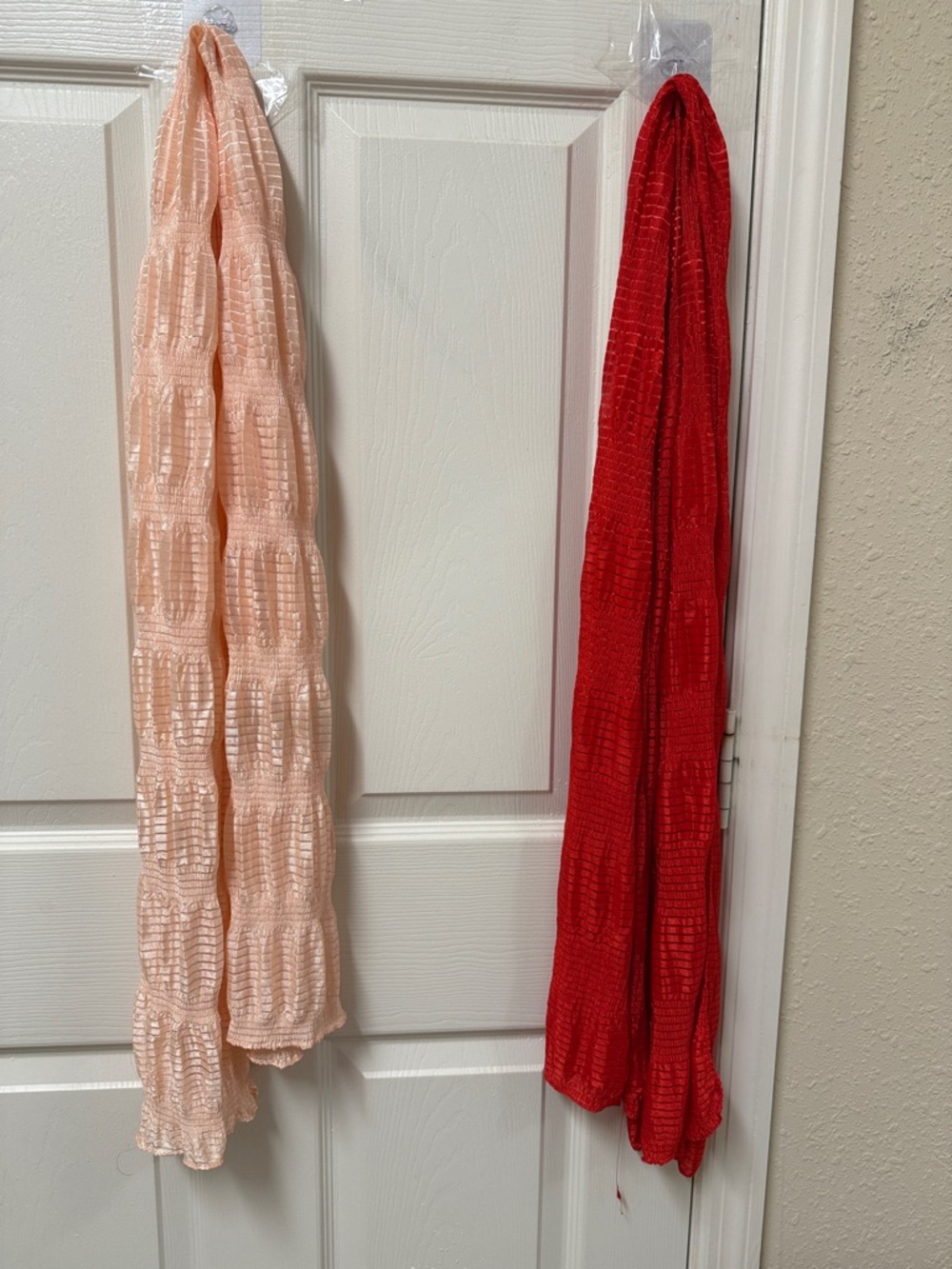 Brand New Peach and Red Textured Scarves - Set of 2 Pieces